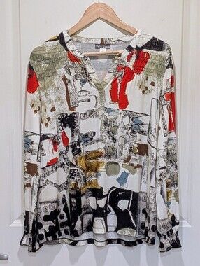GUC Simply Art by Dolcezza L Viscose Blend Abstract Art Print Top